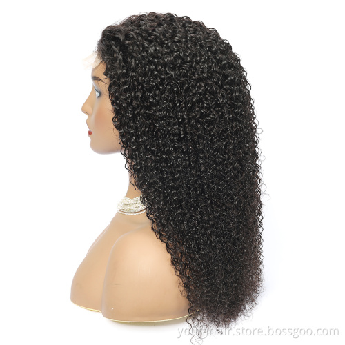 Afro Curly Pre Plucked Brazilian 4x4 Lace Closure Wigs 10A 12A  Natural Hairline Human Hair with Baby Hair